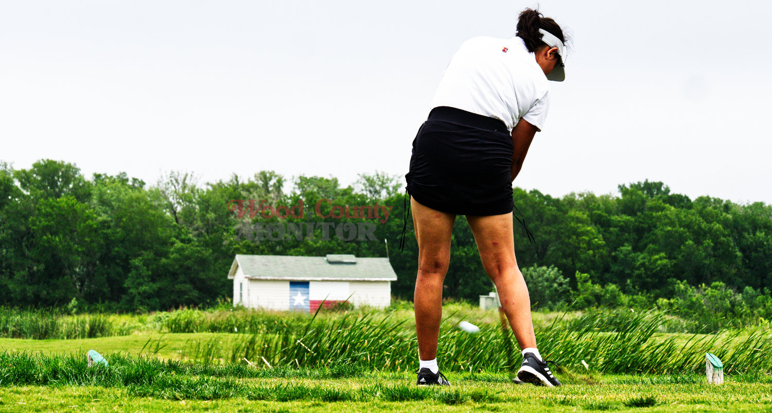 Savannah Lopez tees off on the par three 8th, her penultimate hole of the championship. [see more shots from state]